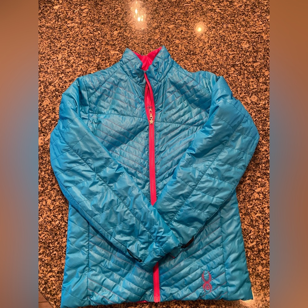 Girls XL Spyder Reversible Jacket Turquoise/Pink